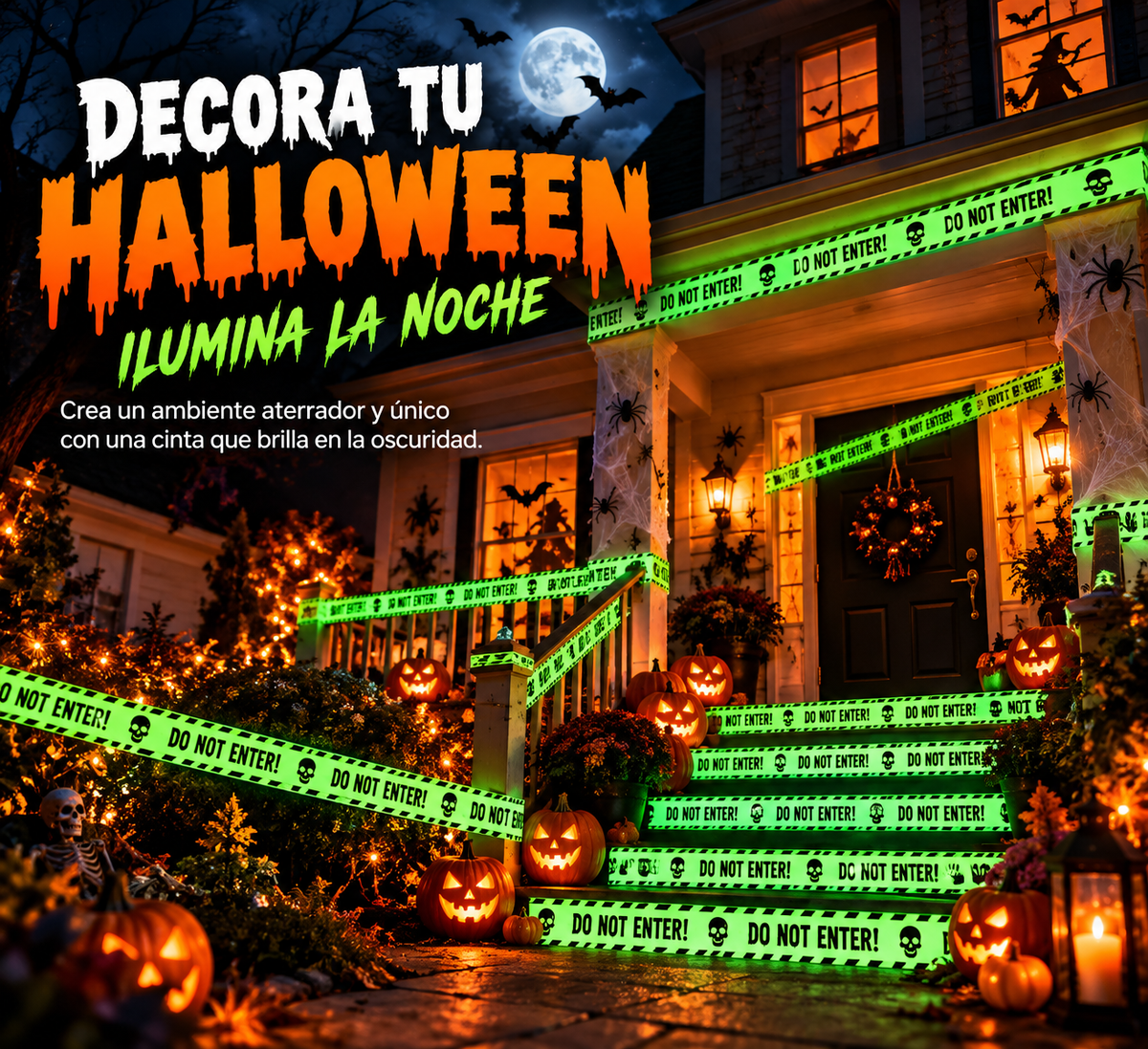 Cinta de Halloween que Brilla en la Oscuridad
